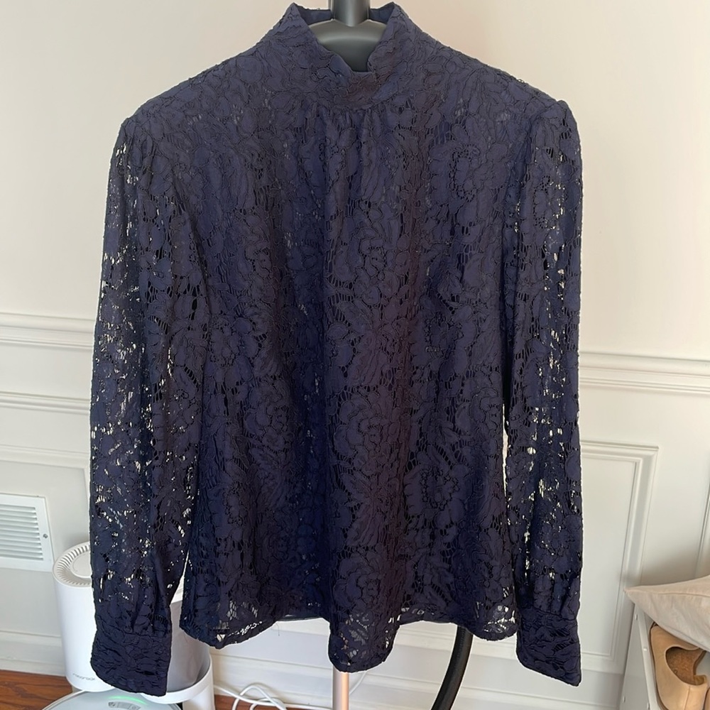 Ralph by Ralph Lauren Long Sleeve Lace Blouse in Navy
